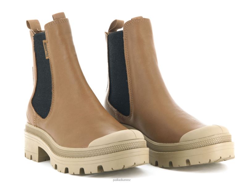 PALLABASE CHELSEA LEATHER Palladium Women F820R232 Boots DEAR BROWN