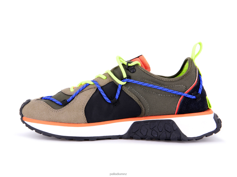 TROOP RUNNER LACE IT Palladium Unisex F820R168 Shoes OLIVE NIGHT/FIRECRACKER