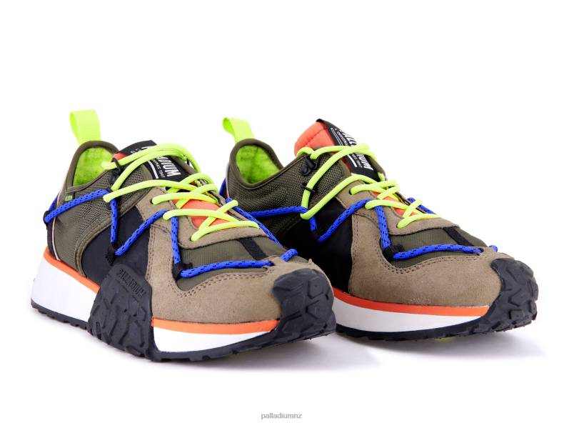 TROOP RUNNER LACE IT Palladium Unisex F820R168 Shoes OLIVE NIGHT/FIRECRACKER
